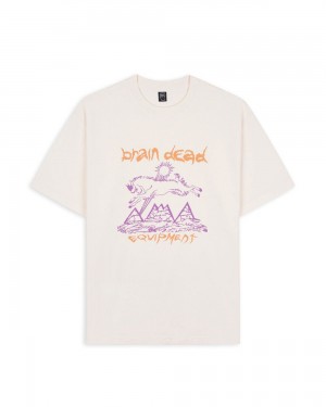 Beige Brain Dead Equipment Mountain Goat T-Shirt | USA MAGR48320