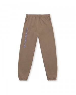 Beige Brain Dead Heavyweight Embroidered Sweat Pant | USA QAXD94560