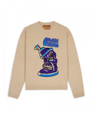 Beige Brain Dead Spray Can Sweater | USA NLYU72164