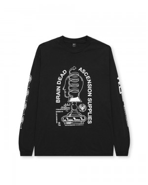 Black Brain Dead Acension Supplies Long Sleeve T-Shirt | USA NQOV65321