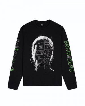 Black Brain Dead Alternate Dimension Long Sleeve T-Shirt | USA KAWE06518