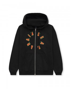 Black Brain Dead Collegiate Zip Up Hoodie | USA TQSB49738