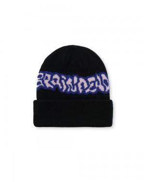 Black Brain Dead Dystopia Wool Beanie | USA JICM52043