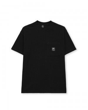 Black Brain Dead Mini Waffle Mock Neck T-Shirt | USA MWRE18650