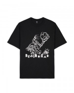 Black Brain Dead Monster Mash T-Shirt | USA IWVJ48937