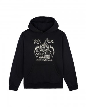 Black Brain Dead Night Facade Hoodie | USA XEUS73860