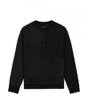 Black Brain Dead Paneled Long Sleeve Crewneck Sweatshirt | USA KFYX72469