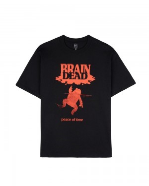 Black Brain Dead Peace Of Time T-Shirt | USA OLMB63975