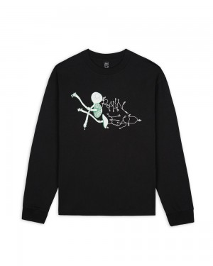 Black Brain Dead Post-Human Laboratories Long Sleeve T-Shirt | USA DKAP53498