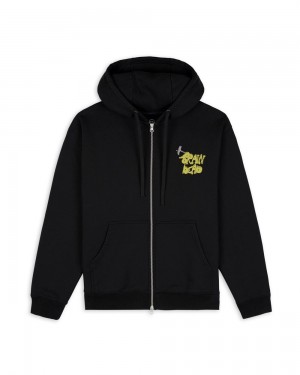 Black Brain Dead Stoned Head Zip Sweatshirt Hoodie | USA DLKC21963