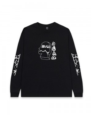 Black Brain Dead Trailhead Long Sleeve T-Shirt | USA UHAQ40897