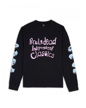 Black Brain Dead Volume Obscure Long Sleeve T-Shirt | USA SKBD19763