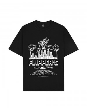 Black Brain Dead X Flippers Pegasus T-Shirt | USA HGIT13205