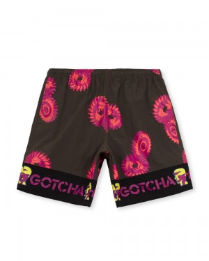 Black Brain Dead X Gotcha Blades Paneled Trunk Shorts | USA RSVG86407