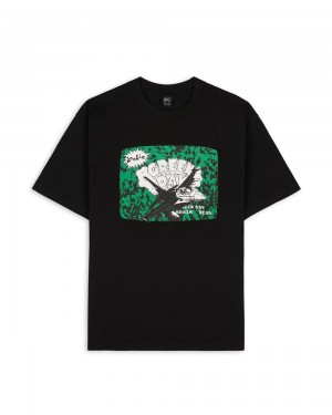 Black Brain Dead X Green Day Airplane T-Shirt | USA LRXO46128