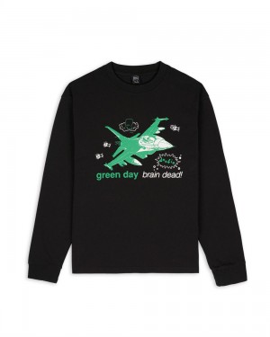 Black Brain Dead X Green Day Dookie Long Sleeve T-Shirt | USA STOH12695