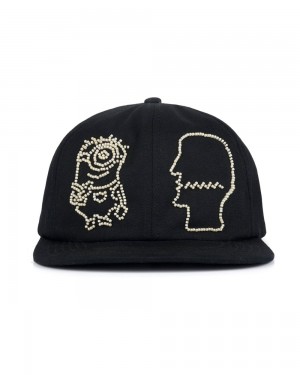 Black Brain Dead X Minions Beaded 6 Panel Cap | USA CABD07426