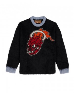 Black Brain Dead X NBA Miami Heat Alpaca Sweater | USA OZXC58324