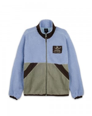 Blue Brain Dead Climbing Californian Paneled Sherpa Full Zip Jacket | USA LOIH06972