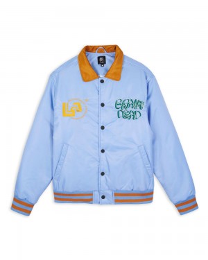 Blue Brain Dead Human Hardware Satin Jacket | USA WNDX45790