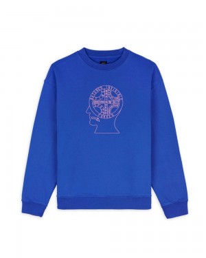 Blue Brain Dead Invisible Forces Crewneck Sweatshirt | USA AMXR70531