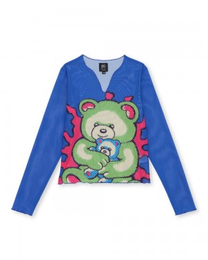 Blue Brain Dead Teddy Hyper Mesh T-Shirt | USA OYRX02417