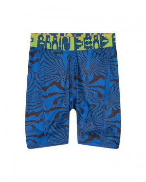 Blue Brain Dead Warped Zebra Cycle Shorts | USA OLAB01742