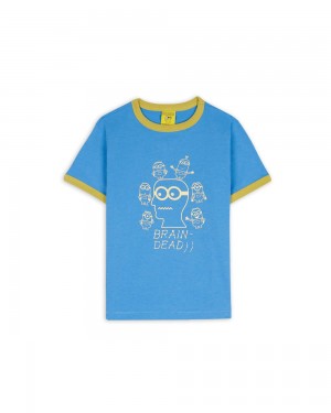 Blue Brain Dead X Minions Kids Short Sleeve Ringer T-Shirt | USA LOXU29184