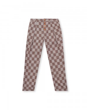 Brown Brain Dead Checkered Pleated Pant | USA NLDI68192