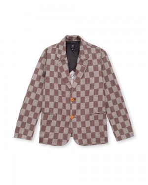 Brown Brain Dead Sleight Of Hand Checkered Blazer Jacket | USA LVAE82497