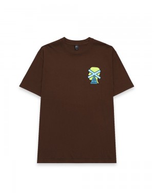 Brown Brain Dead Stretch Equipment T-Shirt | USA NSIT51049