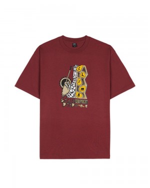 Burgundy Brain Dead Biomechanic Bouldering T-Shirt | USA CDFK37025