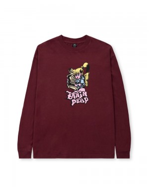 Burgundy Brain Dead Bubblegum Shorty Long Sleeve T-Shirt | USA KLQZ51934