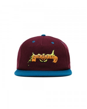 Burgundy Brain Dead Evil Eyes Wool Five Panel Hat | USA BIRO85193