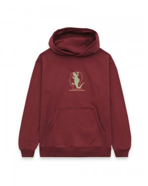 Burgundy Brain Dead Global Climbing Community Hoodie | USA MJXL02713