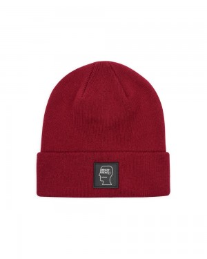 Burgundy Brain Dead Logo Head Wool Beanie | USA QKRO19870