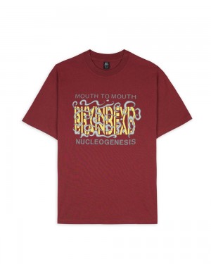 Burgundy Brain Dead Nucleogenesis T-Shirt | USA DGVP71354