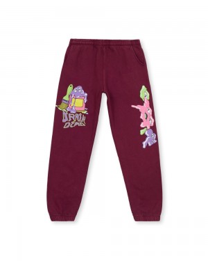 Burgundy Brain Dead Paintman Sweat Pant | USA MOQE51368