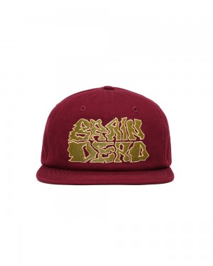 Burgundy Brain Dead Prehistoric Twill Six Panel Hat | USA KHXT01862