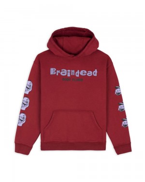 Burgundy Brain Dead Toad Licker Sweatshirt Hoodie | USA HXEL27364