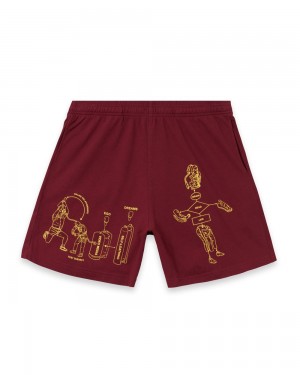 Burgundy Brain Dead Tutorials Heavyweight Jersey Shorts | USA TGPU73146