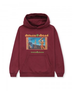 Burgundy Brain Dead X Dungeons & Dragons Fiend Folio Hoodie | USA EBGP92370