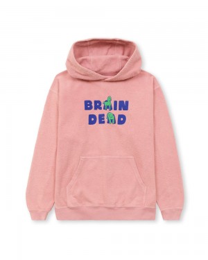 Coral Brain Dead Odd Friends Reverse Fleece Hoodie | USA XHWU53072