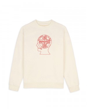 Cream Brain Dead Invisible Forces Crewneck Sweatshirt | USA VURJ09875