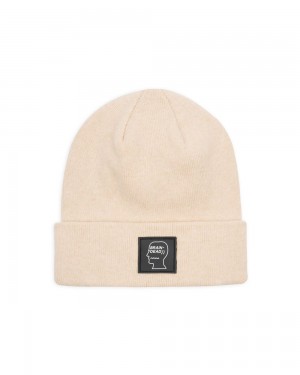 Cream Brain Dead Logo Head Wool Beanie | USA KWBM34567