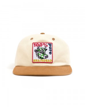 Cream Brain Dead Pure Cow 6 Panel Cap | USA MZGQ45873