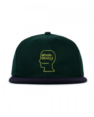 Dark Green Brain Dead Wool Logohead Hat | USA VGUW43579