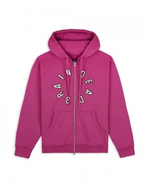 Fuchsia Brain Dead Collegiate Zip Up Hoodie | USA VWGS90345