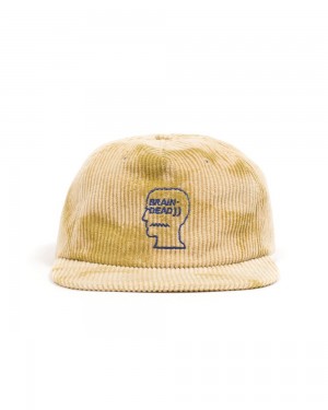 Gold Brain Dead Bleach Cord Logo Head 5 Panel Cap | USA TLSH47268