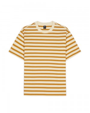 Gold Brain Dead Organic Striped T-Shirt | USA APDC96371